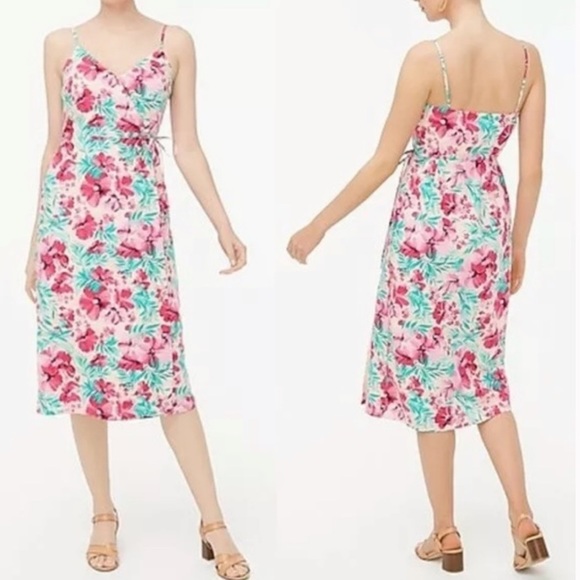 J Crew Factory Floral Cotton Wrap Dress Size 6 O - Picture 4 of 6